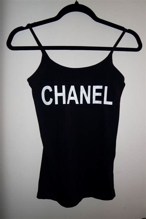 chanel logo tank top|chanel tops.